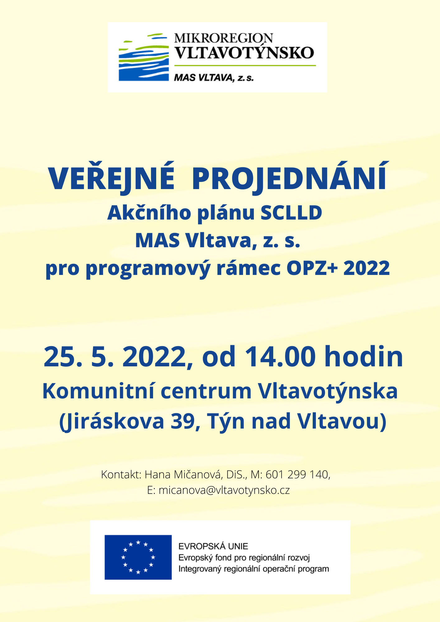 Pozvánka - Veřejné projednání Akčního plánu SCLLD pro programový rámec OPZ+ 2022