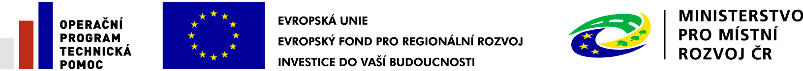 Logo Operační program technická pomoc, logo Evropské unie a Evropského fondu pro regionální rozvoj, logo MMR ČR