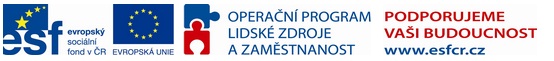 Logo Evropského sociálního fondu, logo Evropské unie, logo operačního programu Lidské zdroje a zaměstnanost, logo Podporujeme Vaši budoucnost