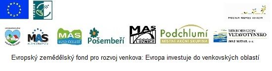 Logo Evropské unie, logo Leader, logo Programu rozvoje venkova a loga MAS podílejících se na projektu